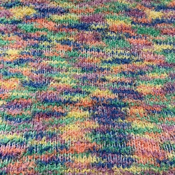 NWT $63 Pretty Garbage Fuzzy Plush Rainbow Short Sleeve Crop Sweater Top Small - Picture 2 of 8